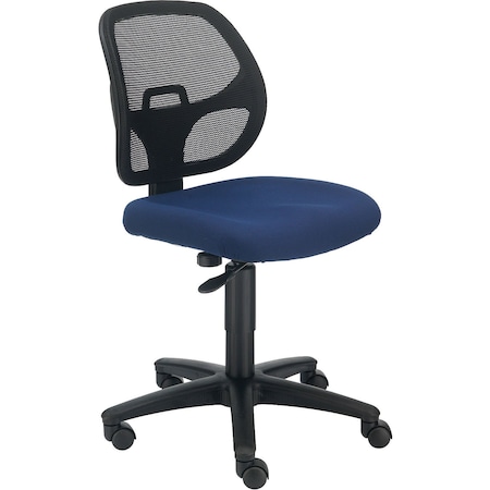 Global Industrial Armless Mesh Back Office Chair, Fabric, Blue 695644BL